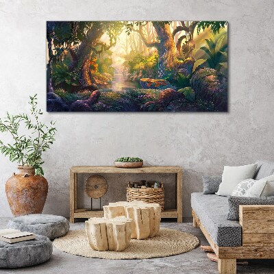 Foto auf leinwand Geheimnisvoller Wald am Morgen