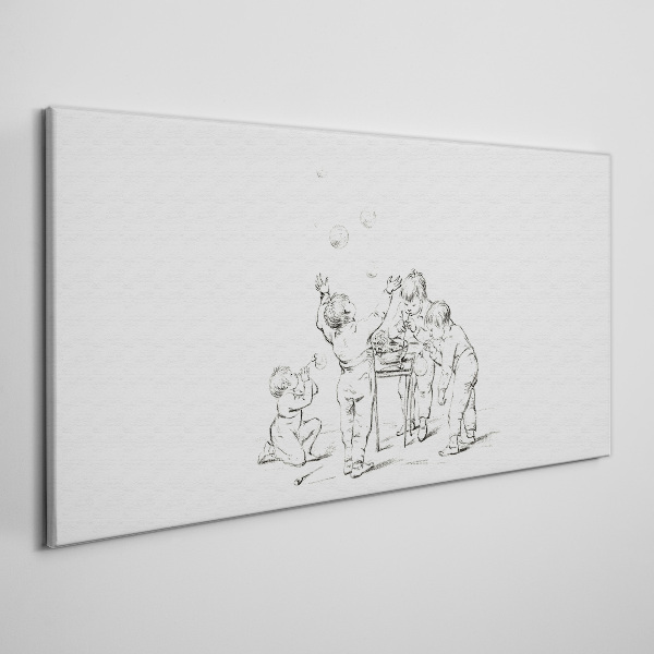 Leinwandbild Kinder spielen mit Seifenblasen