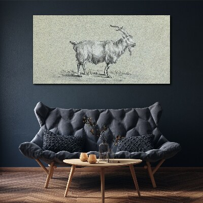 Foto auf leinwand Ziege auf grauem Papierhintergrund