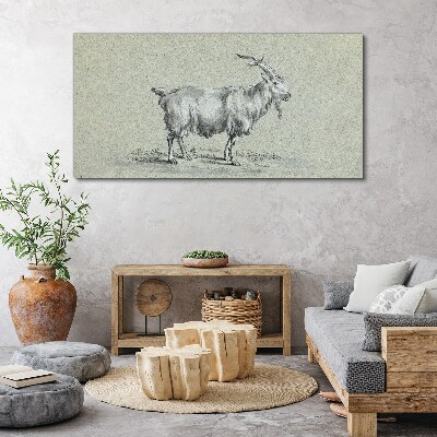 Foto auf leinwand Ziege auf grauem Papierhintergrund