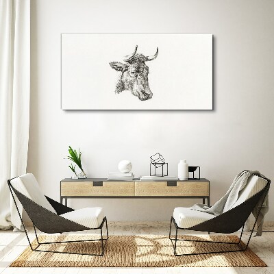 Foto auf leinwand Porträt einer Kuh auf weißem Hintergrund