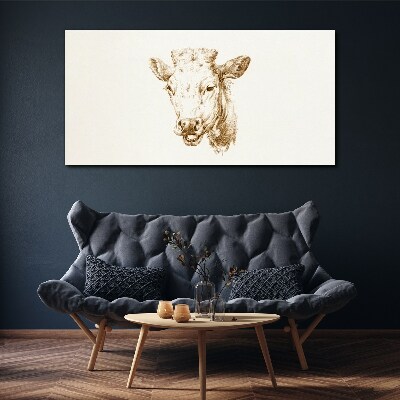 Foto auf leinwand Portrait einer Kuh in Brauntönen