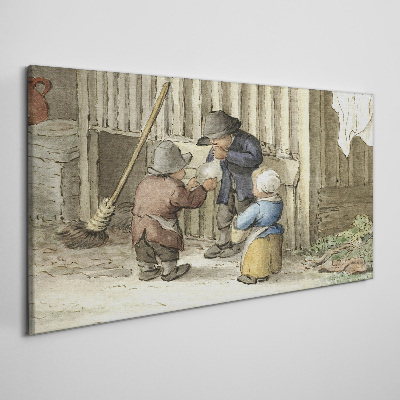Foto auf leinwand Kinder spielen in der Scheune