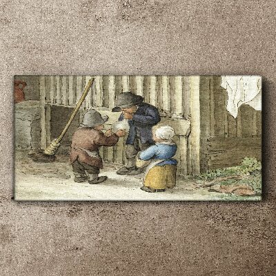 Foto auf leinwand Kinder spielen in der Scheune