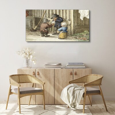 Foto auf leinwand Kinder spielen in der Scheune