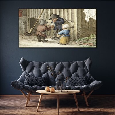Foto auf leinwand Kinder spielen in der Scheune