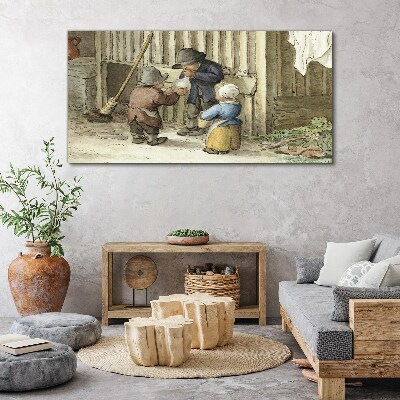 Foto auf leinwand Kinder spielen in der Scheune