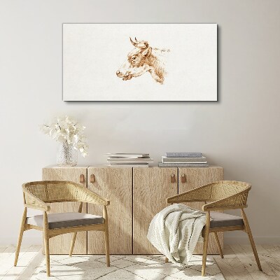 Wandbild Portrait einer Kuh in Brauntönen