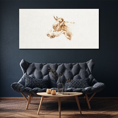 Wandbild Portrait einer Kuh in Brauntönen
