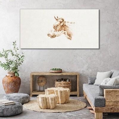 Wandbild Portrait einer Kuh in Brauntönen