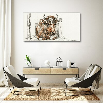 Foto auf leinwand Eine friedliche Kuh in einer ländlichen Umgebung