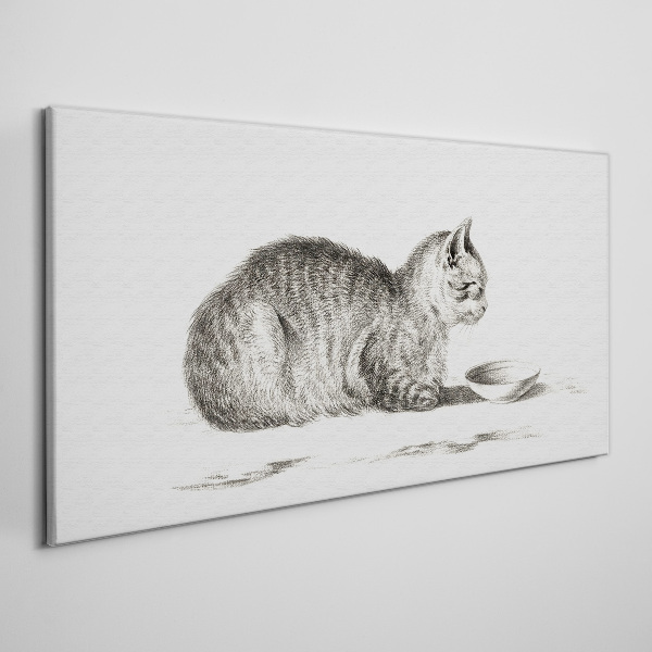 Foto auf leinwand Idyllische Katze am Napf