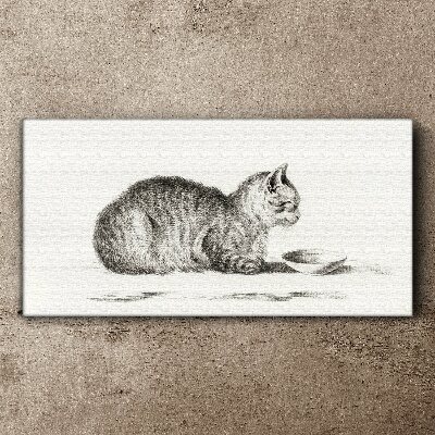 Foto auf leinwand Idyllische Katze am Napf