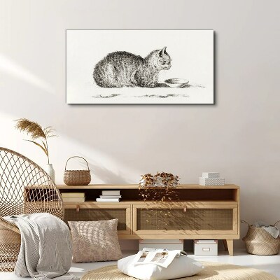 Foto auf leinwand Idyllische Katze am Napf