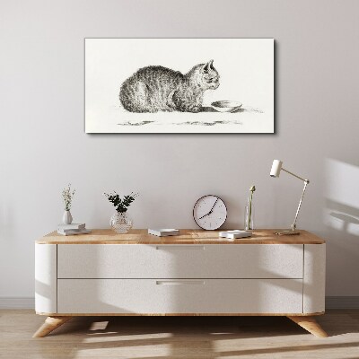Foto auf leinwand Idyllische Katze am Napf