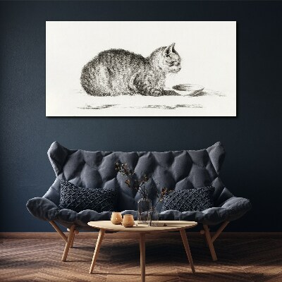 Foto auf leinwand Idyllische Katze am Napf