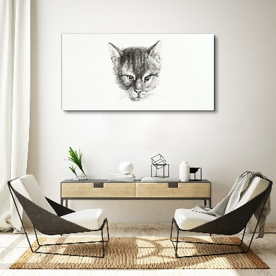 Foto auf leinwand Porträt einer Katze in Grautönen