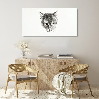 Foto auf leinwand Porträt einer Katze in Grautönen