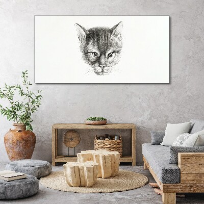 Foto auf leinwand Porträt einer Katze in Grautönen