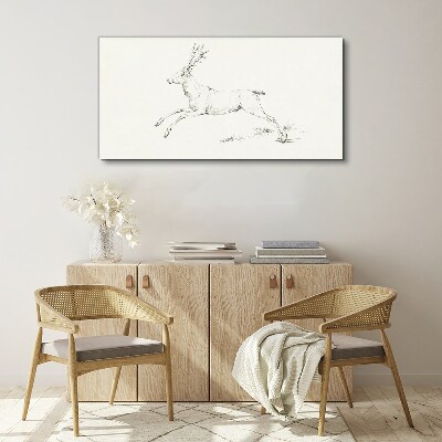 Foto auf leinwand Springender Hirsch auf weißem Hintergrund
