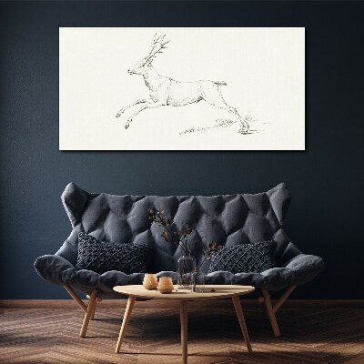 Foto auf leinwand Springender Hirsch auf weißem Hintergrund