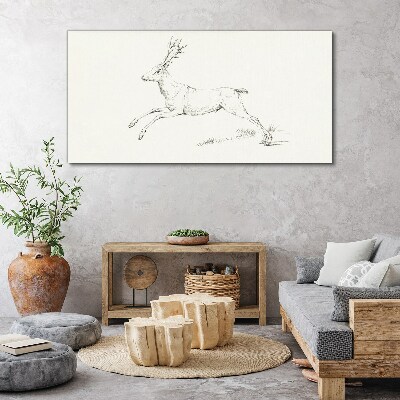 Foto auf leinwand Springender Hirsch auf weißem Hintergrund