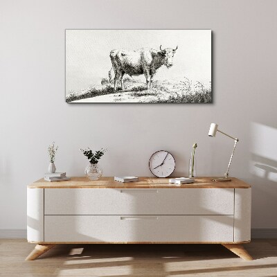 Foto auf leinwand Schwarze Kuh auf der Weide