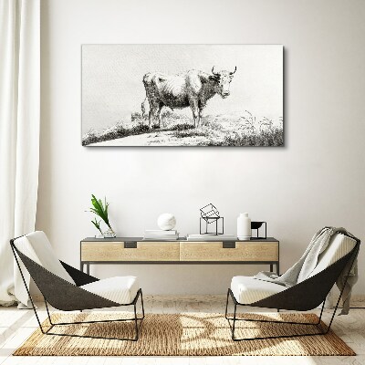 Foto auf leinwand Schwarze Kuh auf der Weide
