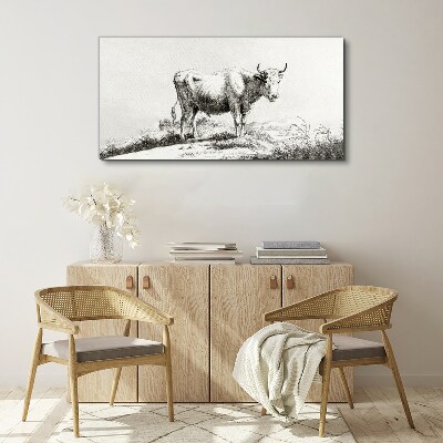 Foto auf leinwand Schwarze Kuh auf der Weide