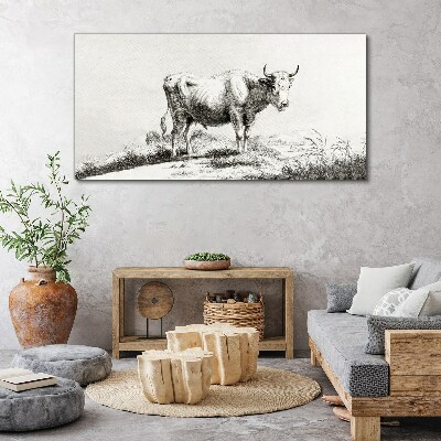 Foto auf leinwand Schwarze Kuh auf der Weide