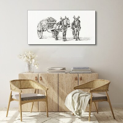 Wandbild Zwei Pferde vor einem Wagen
