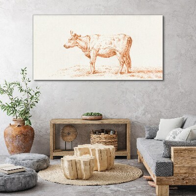 Foto auf leinwand Kuh auf dem Gras Hintergrund