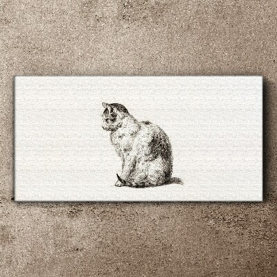 Foto auf leinwand Sitzende Katze im monochromen Stil