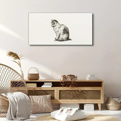 Foto auf leinwand Sitzende Katze im monochromen Stil