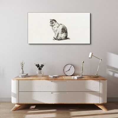 Foto auf leinwand Sitzende Katze im monochromen Stil