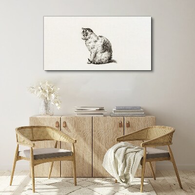 Foto auf leinwand Sitzende Katze im monochromen Stil