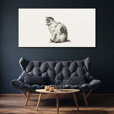 Foto auf leinwand Sitzende Katze im monochromen Stil