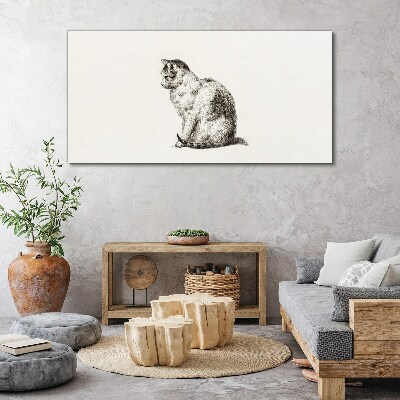Foto auf leinwand Sitzende Katze im monochromen Stil