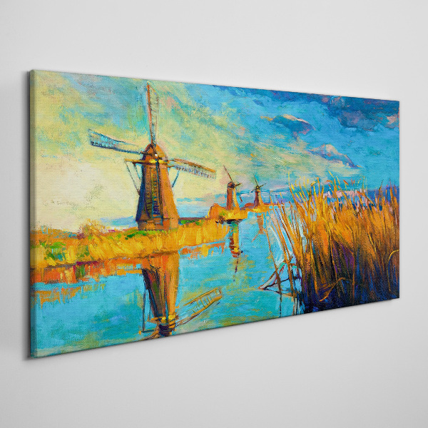 Foto leinwand Mühlen am Wasser