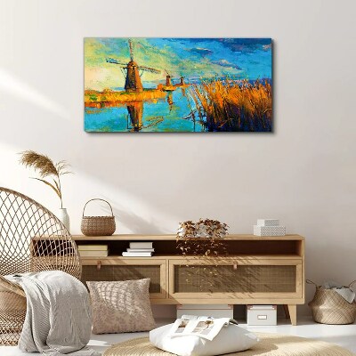Foto leinwand Mühlen am Wasser