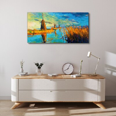 Foto leinwand Mühlen am Wasser