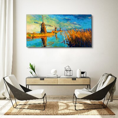 Foto leinwand Mühlen am Wasser