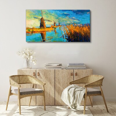 Foto leinwand Mühlen am Wasser