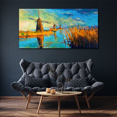 Foto leinwand Mühlen am Wasser