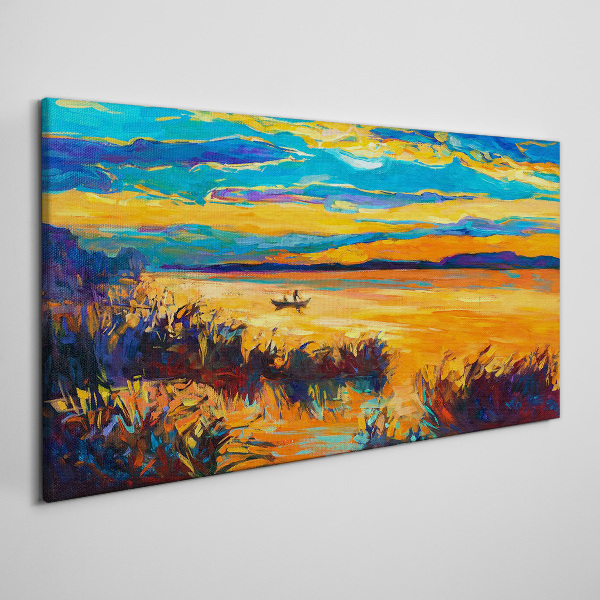 Foto auf leinwand Goldene Spiegelungen auf dem Wasser