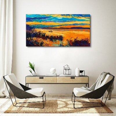 Foto auf leinwand Goldene Spiegelungen auf dem Wasser
