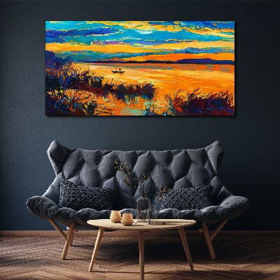 Foto auf leinwand Goldene Spiegelungen auf dem Wasser