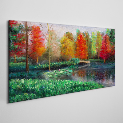 Foto auf leinwand Herbstlandschaft am See