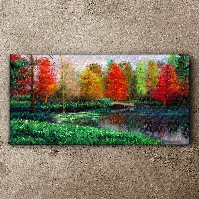 Foto auf leinwand Herbstlandschaft am See