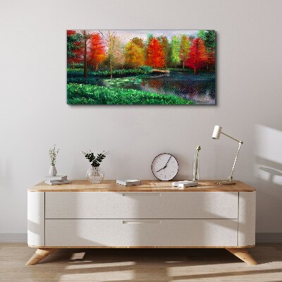 Foto auf leinwand Herbstlandschaft am See